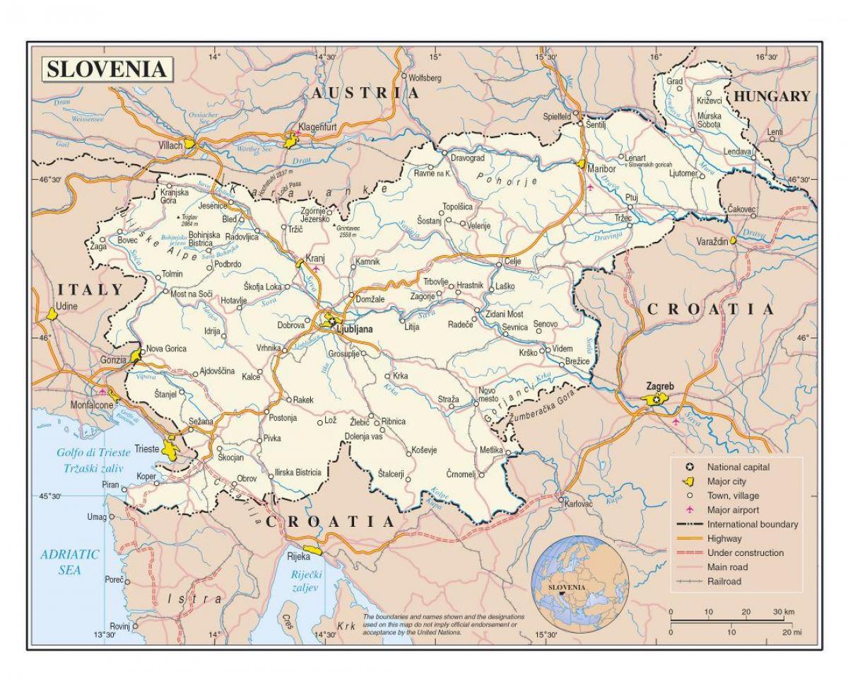 Peta dari kota-kota Slovenia