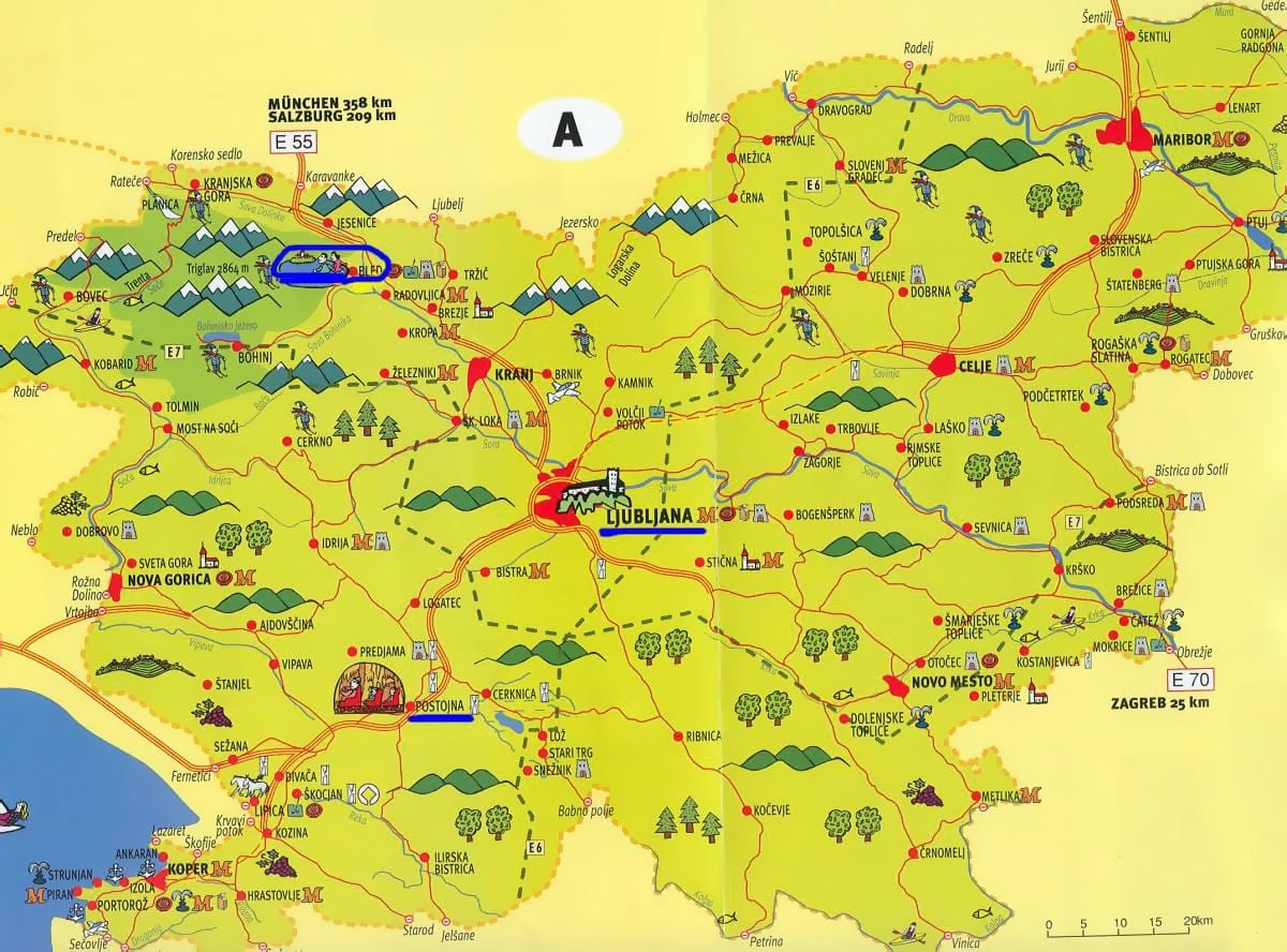 Peta dari Slovenia wisata