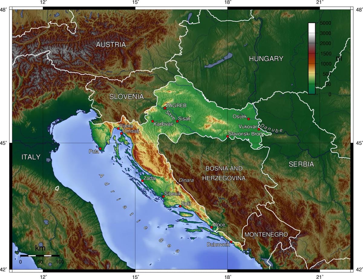 Peta topografi Slovenia