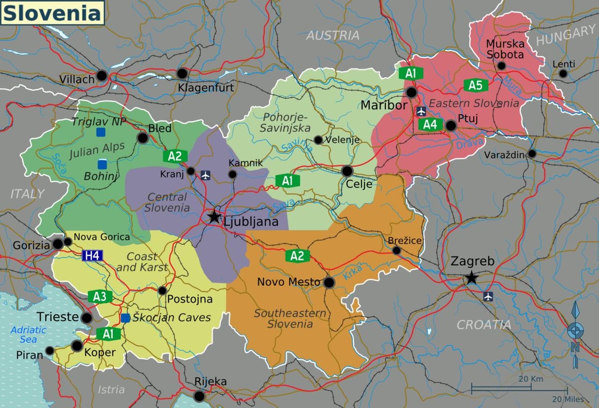 Slovenia-tempat wisata peta