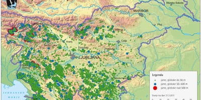 Peta dari gua-gua di Slovenia